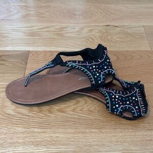 Paris Blues Black and Brown Beaded Sandals